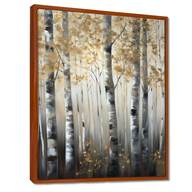 «Birch Tree Forest Wonderland V», reproduction sur toile, H 40 po x l 30 po, Cadre flottant brun