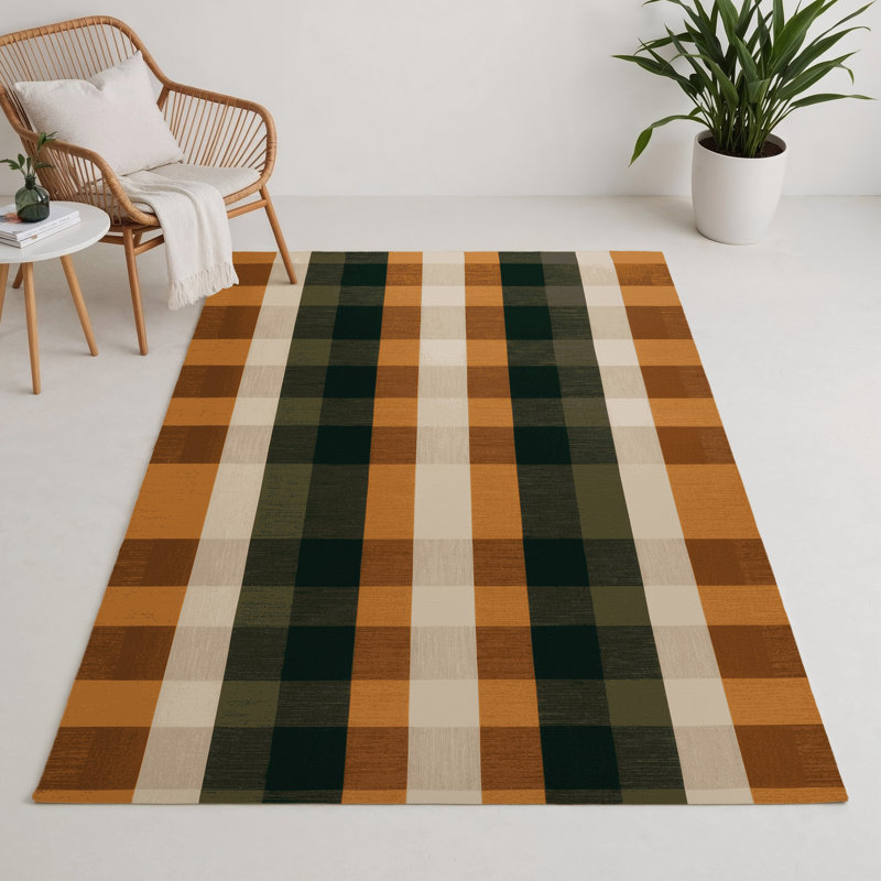 Tapis d'intérieur et d'extérieur à carreaux brun, Rectangle 9 pi x 12 pi