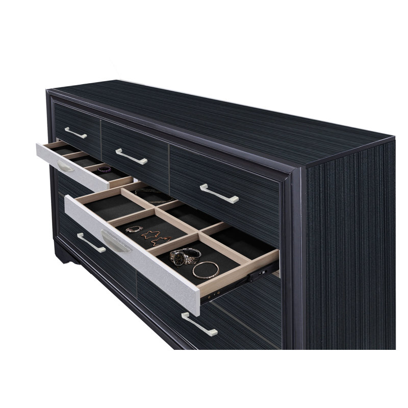 Commode 9 tiroirs Tarawa, Noir