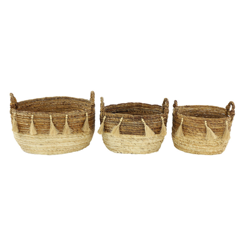 Ensemble de 3 paniers ovales en osier / rotin