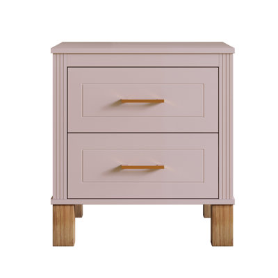 Premium 2-drawer Nightstand, Fluted Panel Wooden Storage Nightstand With Solid Wood Legs & Metal Pull Handles, Tall Multi-purpose Bedside End Table For Bedroom & Living Spaces