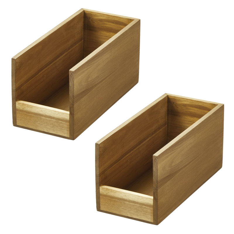 iDesign Acacia Wood Open-Front Pantry Bin - Kitchen Organization and Storage for Snacks and Produce