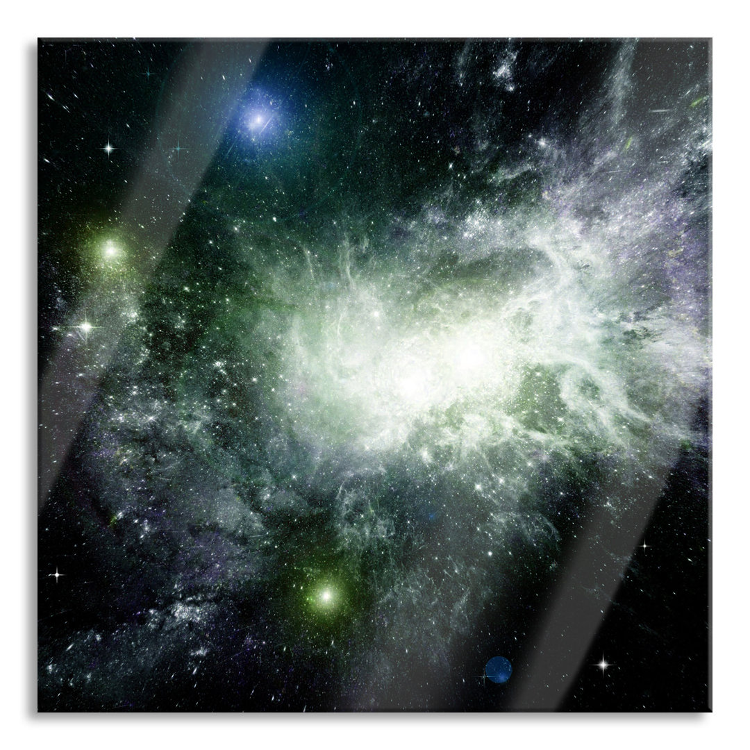 Glasbild Ferne Galaxie im Sternenstaub