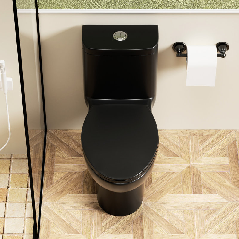 17" Height Toilet With 1.1/1.6 Tornado Flush, 12" Siphonic , Rimless Bowl, Soft-Close Matte Black Seat And Flush Technology Powerful Dual Compliant, Bowl Soft Closing Matt 360 Cleaning