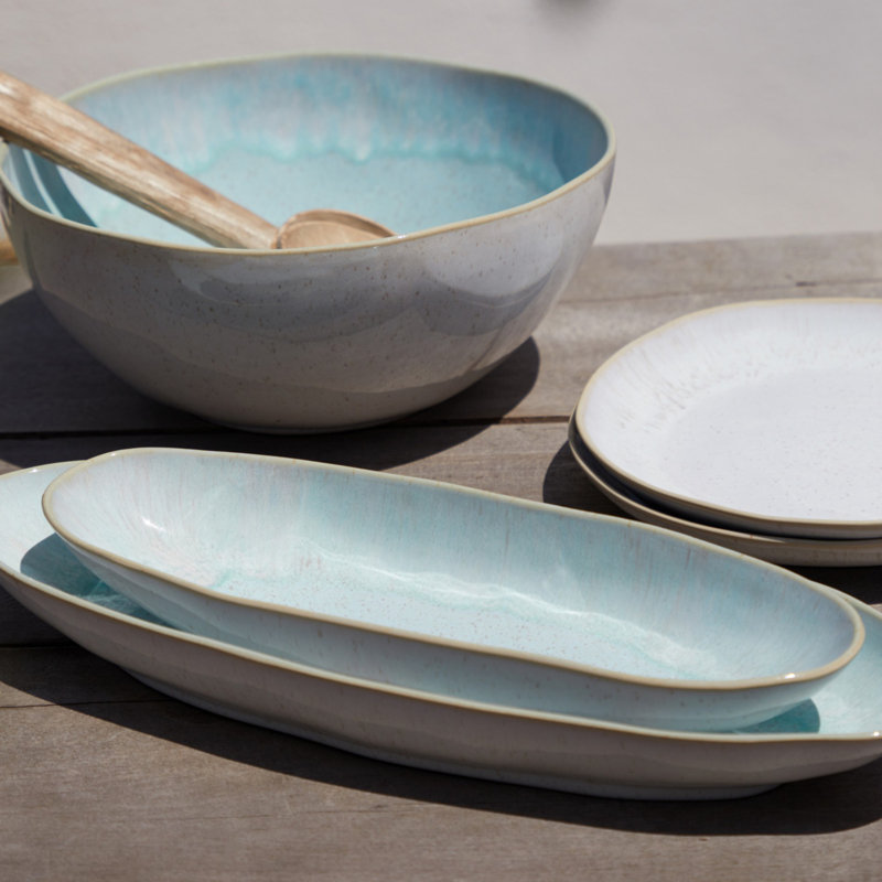 Eivissa Stoneware Platter, 2" H x 13" L x 4.25" W, Sea Blue