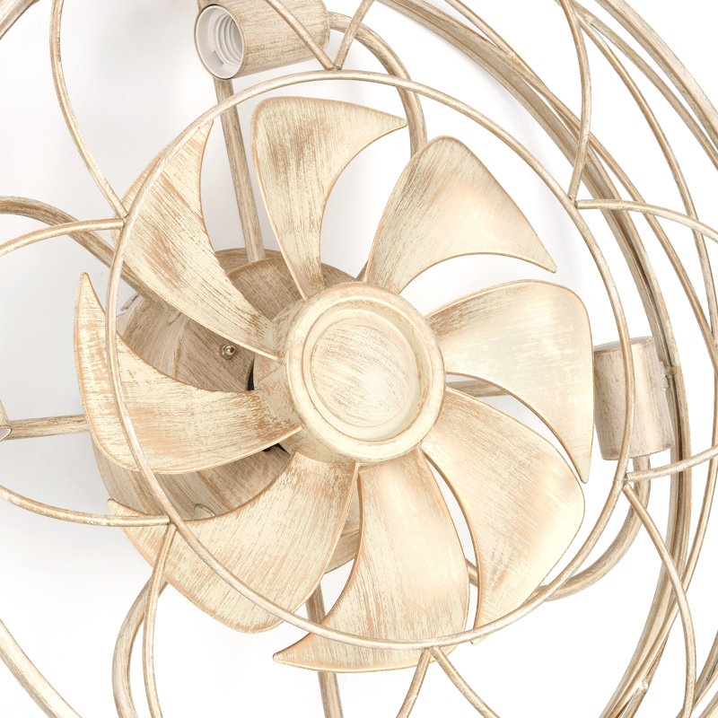 Ventilateur de plafond 20 po à profil bas avec ensemble d'éclairage et télécommande, Or blanc