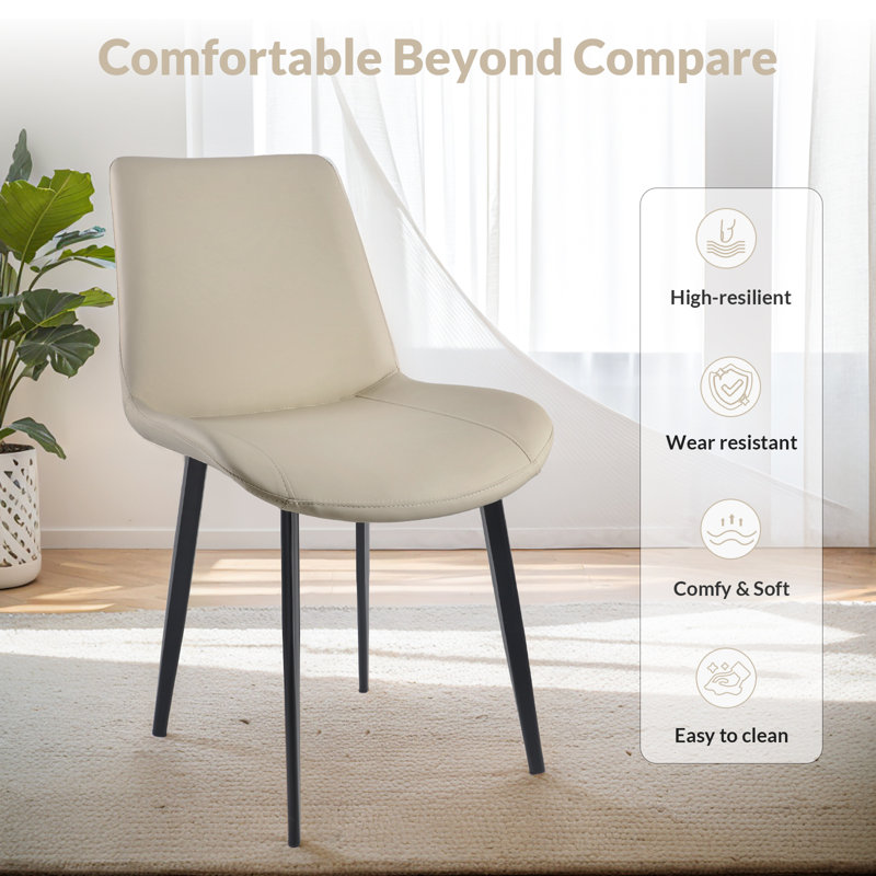 Shenay PU Leather Dining Room Chair with Metal Legs for Indoor Kitchen Living Room, Light Gray, 4