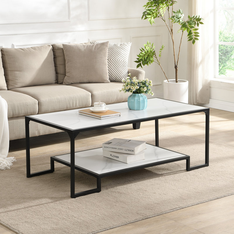 Frame Coffee Table with Storage, Black