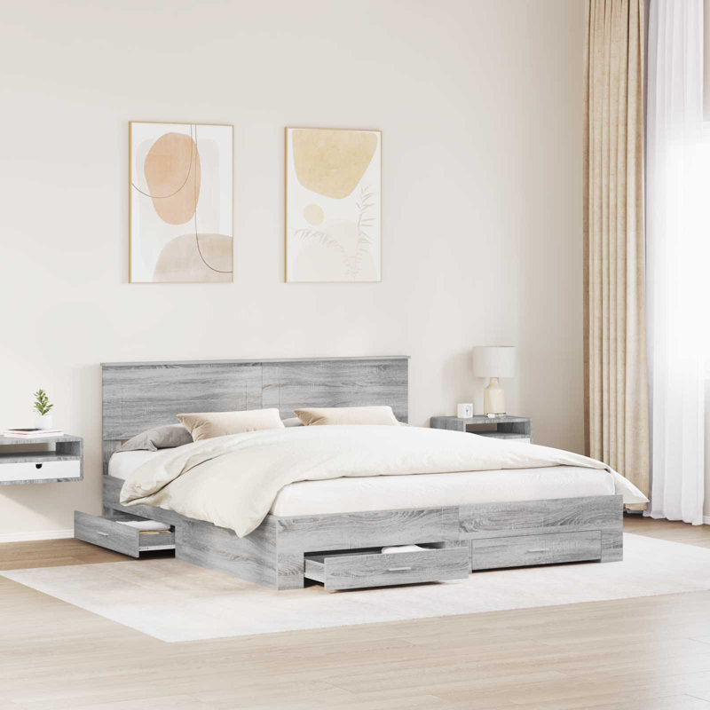 Bed Frame, Super King (6'), Grey Sonoma