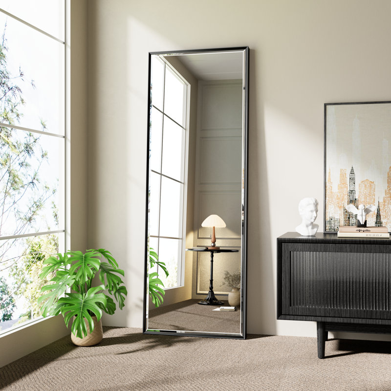 Miroir de salle de bain Lohoski, Noir, 60" x 16"