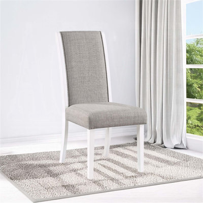 Ensemble de 2 chaises d'appoint Classic White Grey, entièrement rembourrées pour le confort et le style, idéales pour les salles à manger de style maison de campagne