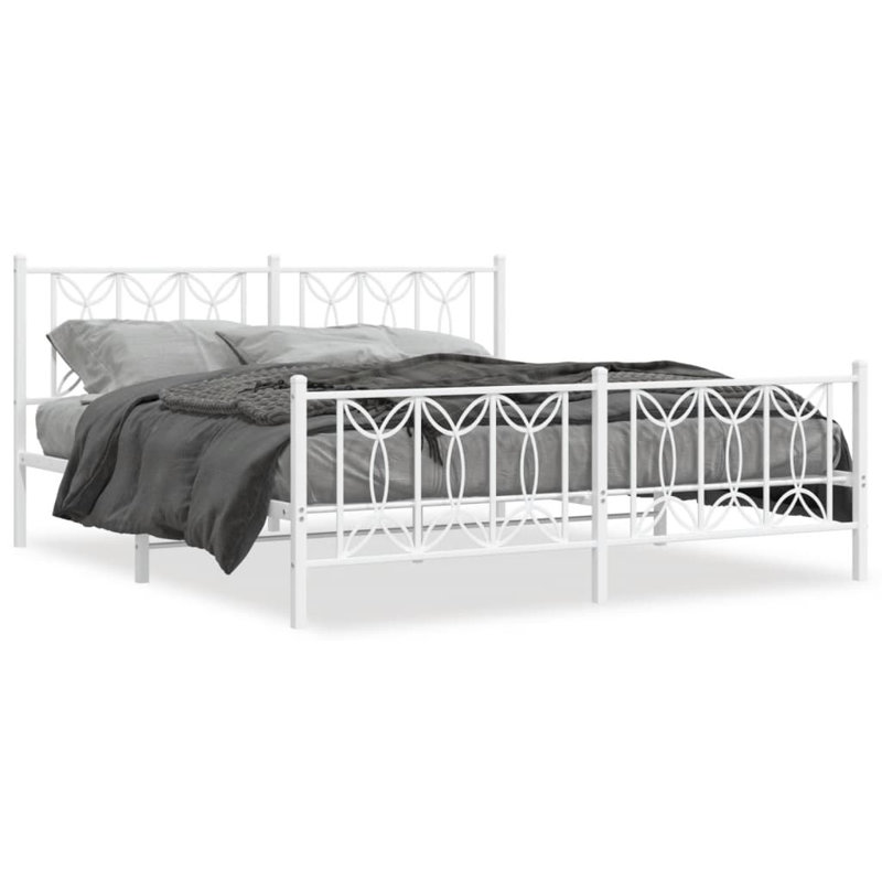 Antorio Metal Bed, 183cm x 213cm, White
