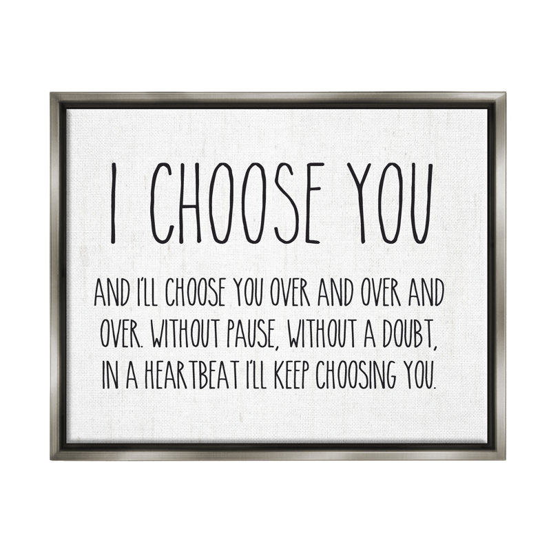 «I Choisissez You» par lettré et doublé - reproduction sur toile flottante, H 17 po x l 21 po x P 1,7 po