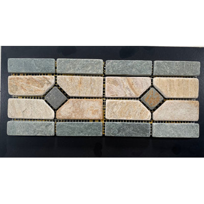 Amagansett Natural Stone Mosaic Border Listello and Accent Tiles