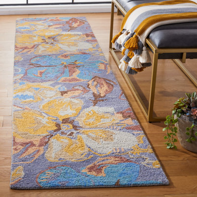 Tapis floral en laine et coton touffeté à la main Metro