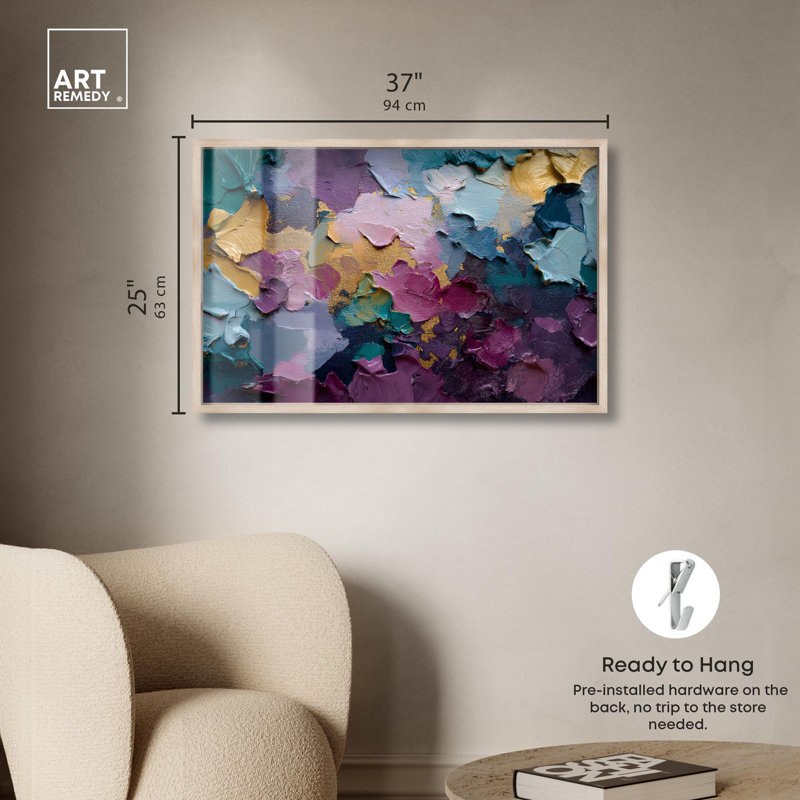 «Amethyst Geode», reproduction d'art abstrait par Art Remedy, H 25 po x l 37 po, Crème, crème