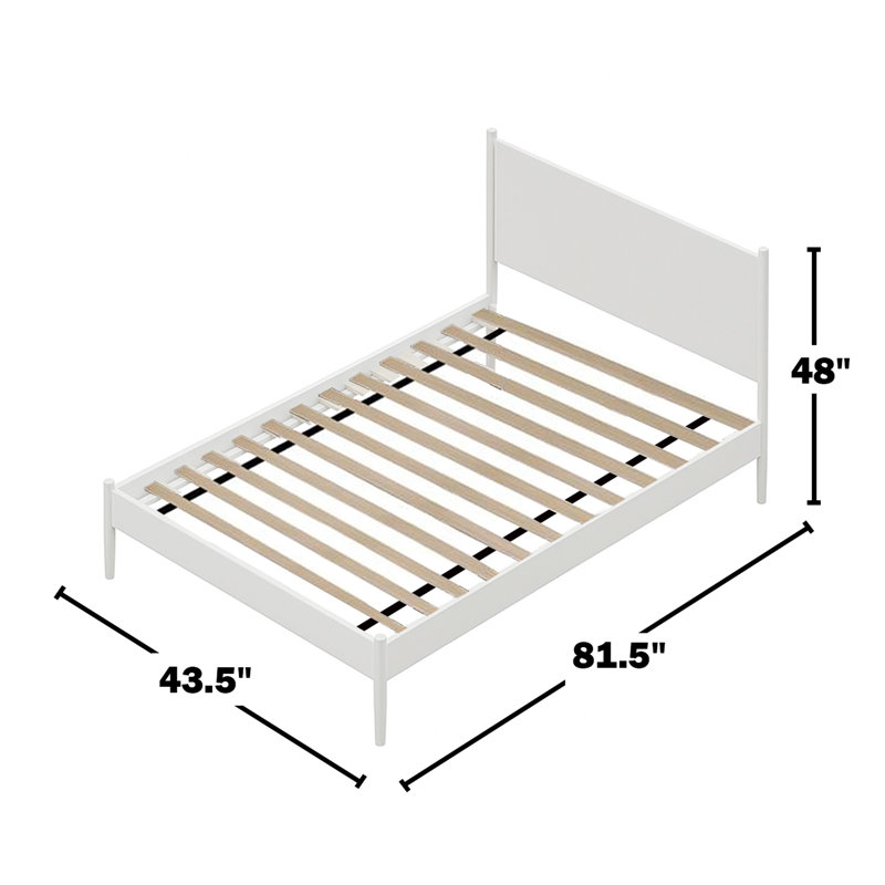 Lit plateforme Mid-Century, Simple, Blanc