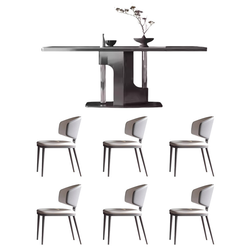 High-end minimalist rectangular  table and chair, 29.5"H x 70.8"L x 35.4"W, Black