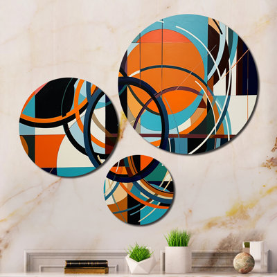 Blue Orange Geometry Unleashed Abstract Wall Decor on Metal