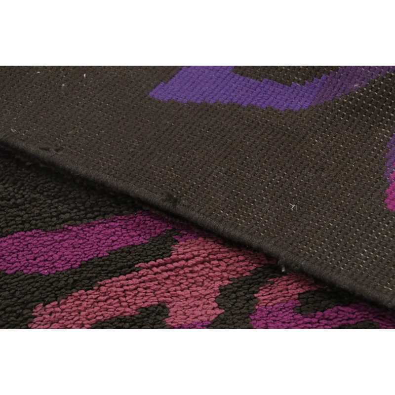 Vintage Scandinavian Rya Rug In Pink & Blue Abstract Field - Rug & Kilim