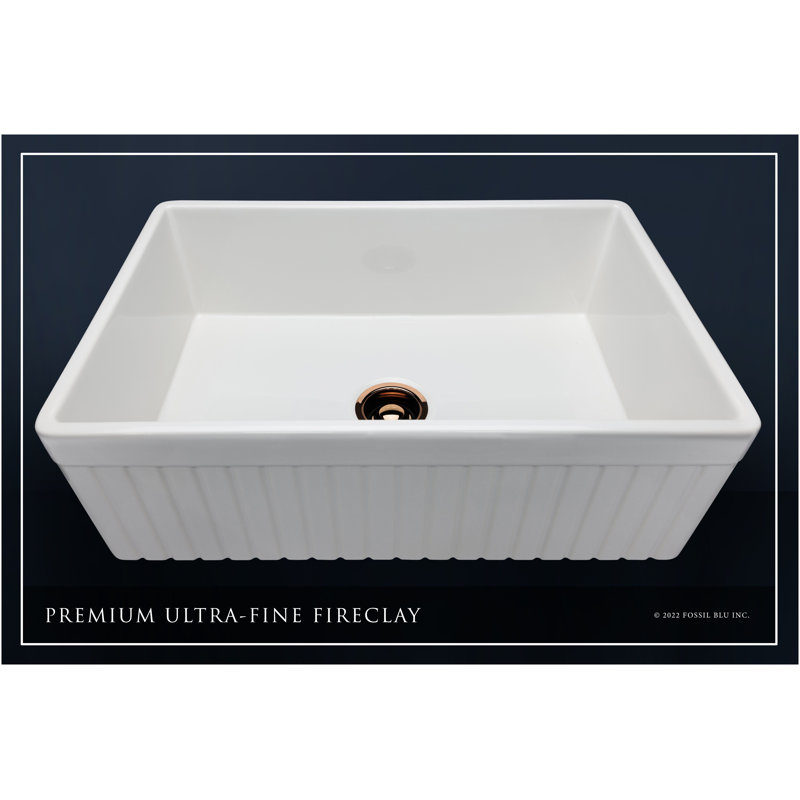 Luxury Solid Fireclay Farmhouse Sink, Polished Rose Gold Accessories