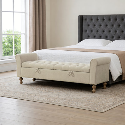 65.75" Wide Upholstered Storage Bench