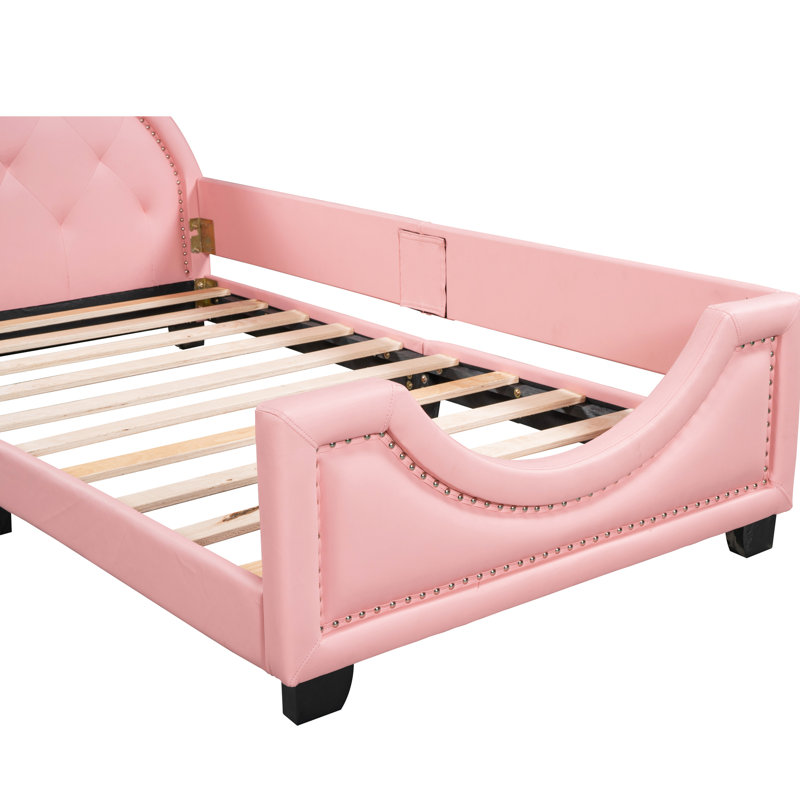 Pink Twin Upholstered Daybed - Generous Space For A Good Night's Rest With Upholstery And Carton Ears Headboard Low Profile Design