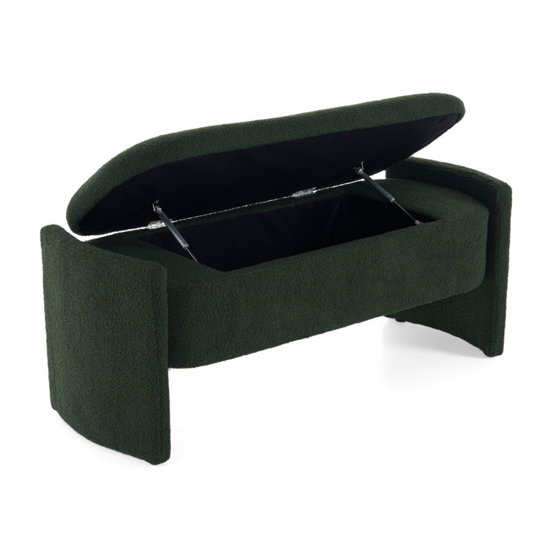 Simple Long shaped Ottoman Bench, Dark Green