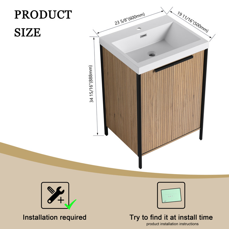 Meuble-lavabo simple 24 po avec plateau en résine