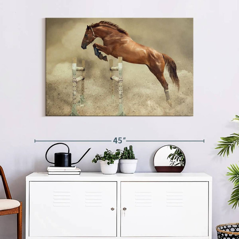 Powerful Jumping Horse, 26" H x 39" W