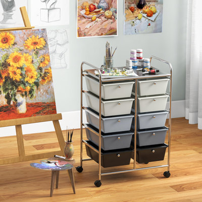 Nally 10 Drawer Storage Drawer with Locking Wheels