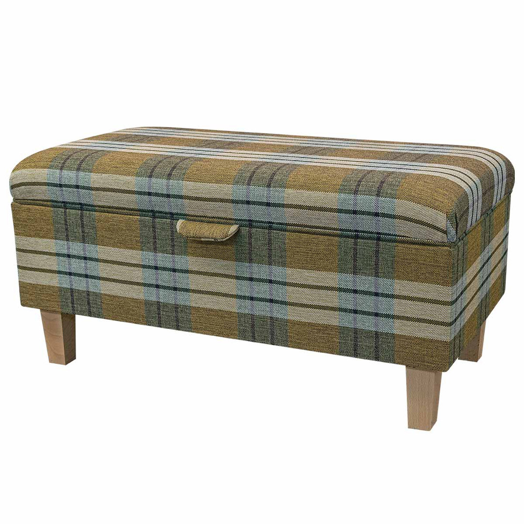 70Cm Wide Rectangle Tartan Storage Ottoman with Storage