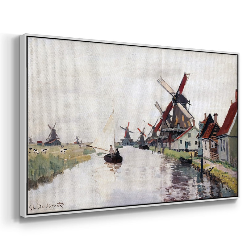 Windmills In Holland, 1871, reproduction d'art sur toile, Blanc, H 27 po x l 41 po x P 2 po