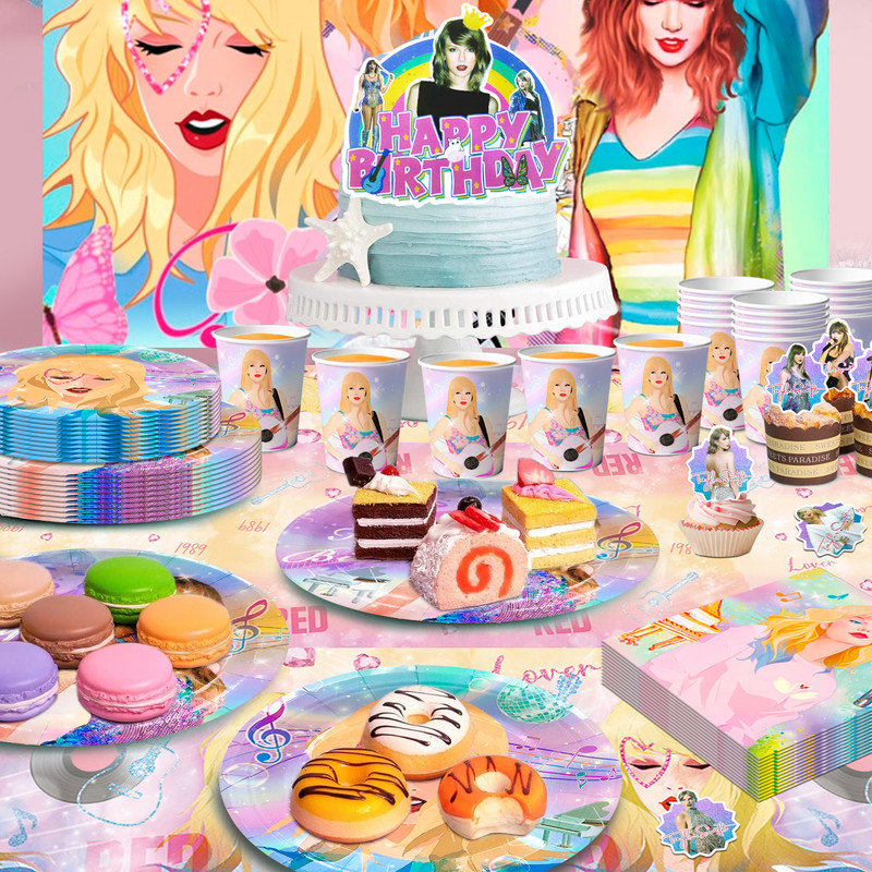 Taylor Birthday Decorations, 82 Pcs Taylor Party Decorations and Taylor Party Tableware