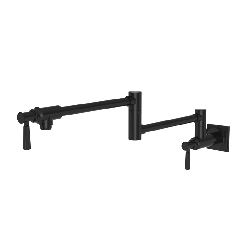 Adams Wall Mount Pot Filler, Gloss Black