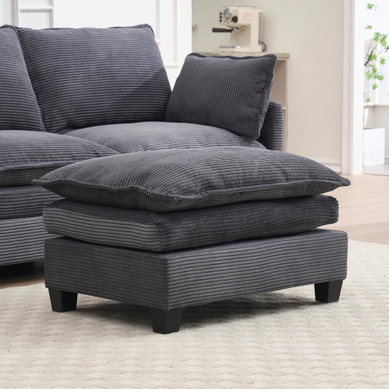 Repose-pieds moderne rembourré avec coussins multicouches, Gris foncé