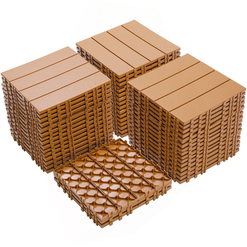Plastic Interlocking Deck Tiles, Burly Wood