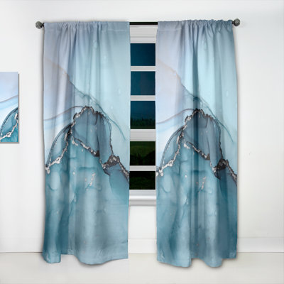 Turquoise liquide Art Universe - rideau en velours moderne - obscurcissant - 1 panneau