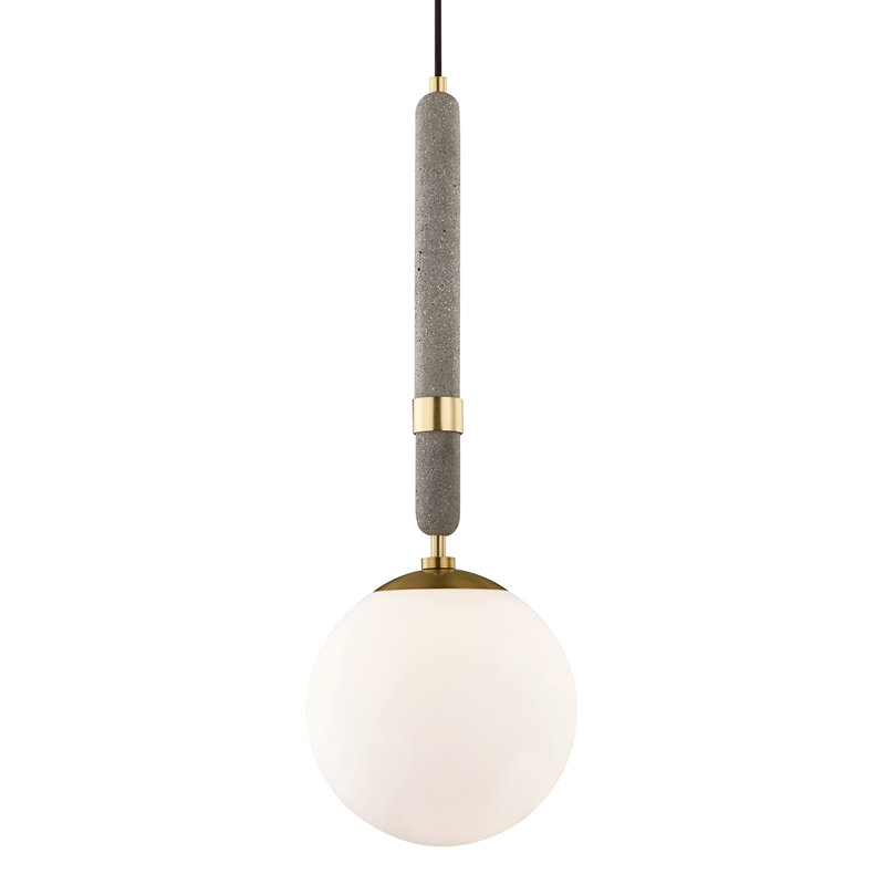 Luminaire suspendu sphère 1 lumière Harley, Laiton vieilli, H 26,75 po x l 9,5 po x P 9,5 po