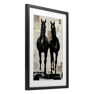 «Equinity Horse pair», reproduction sous verre encadrée, conception par Annabelle Hall