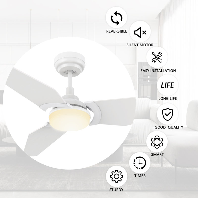 Alcia 52'' Ceiling Fan with LED Lights, White