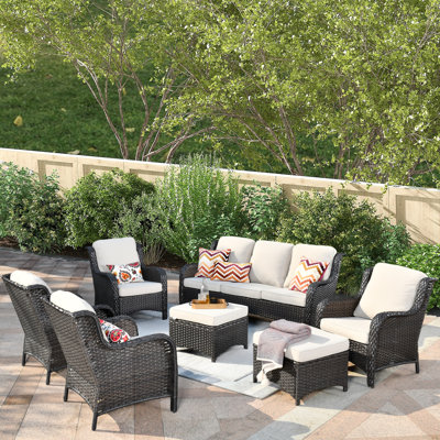 7 Piece Rattan Sofa Seating Group with Cushions by Toject