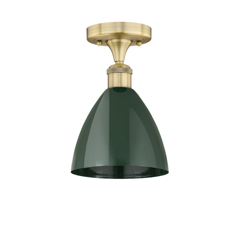 Riegelsville Semi Flush Mount, Brushed Brass, Green