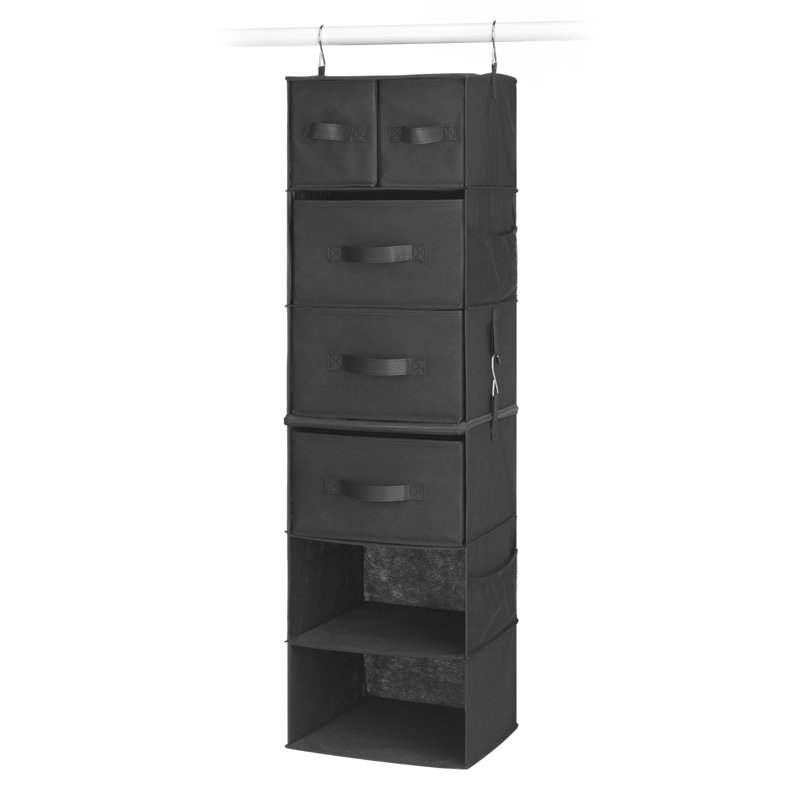 Rangement suspendu multifonctionnel avec tiroirs - 5 sections, Noir