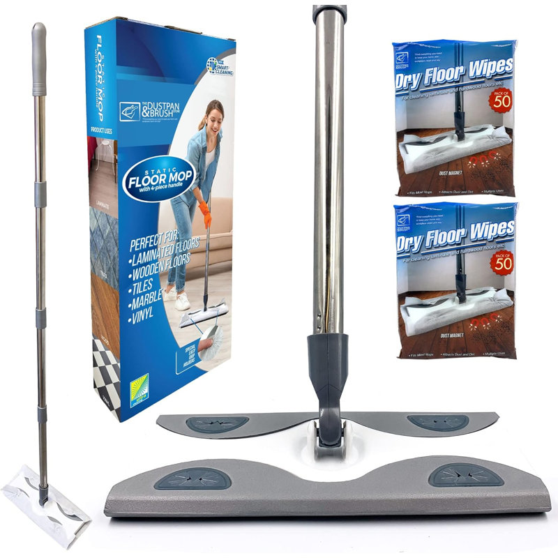 Dry Floor Sweeper Mop and 100 Refill Pack Wood, Laminate & Tile Dust Mop