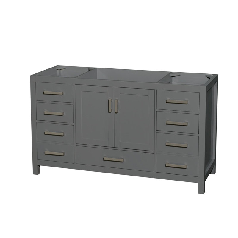 Sheffield 59" Single Bathroom Vanity Base Only, Dark Gray