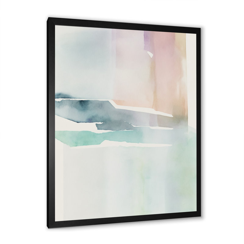 Pastel Serenity II - abstrait, encre liquide, H 20 po x l 12 po x P 1 po, Impression noire sur toile encadrée