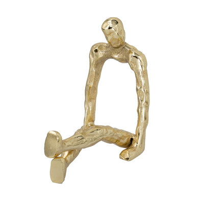 8.3x4.7x8.7" Abstract Gold Sitting Human Figurine With Textured Gold Finish