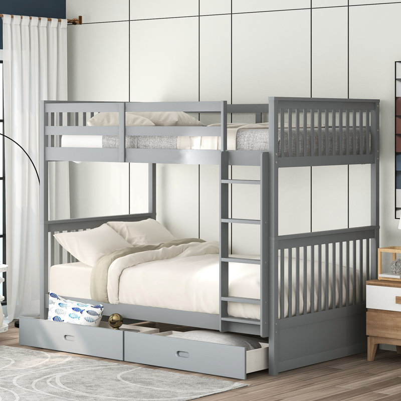 Lit superposé gris avec rangement Twintwin - Option de chambre à coucher écoénergétique durable