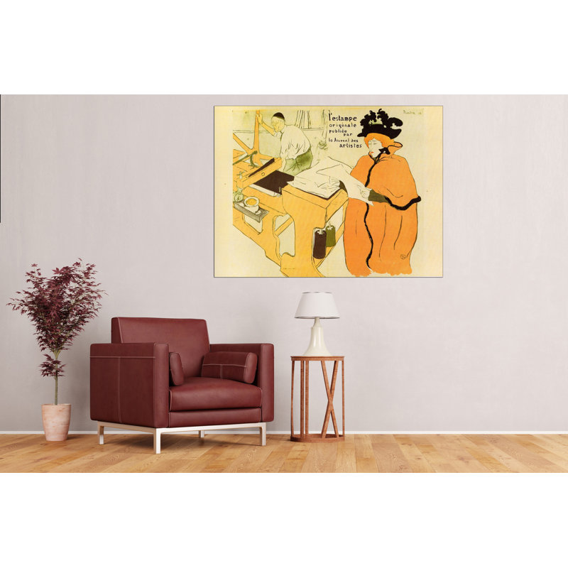 'Jane Avril Checking a Print Sample' by Henri de Toulouse-Lautrec Painting Print, 90cm H x 120cm W x 1.8cm D